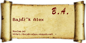 Baják Alex névjegykártya